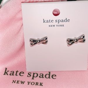 Kate Spade NWT Silver Double Bow Earrings